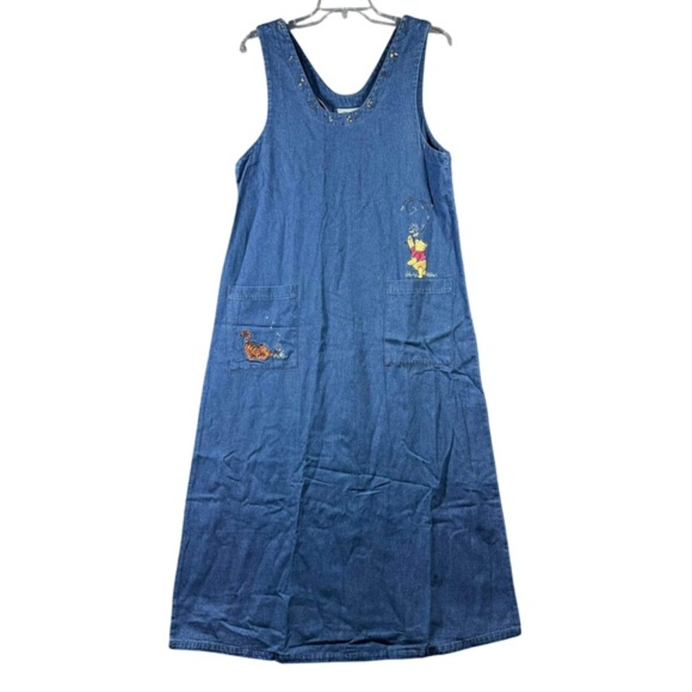 The Disney Store Denim Dress Blue Winnie the Pooh Tigger Embroidered Size Medium
